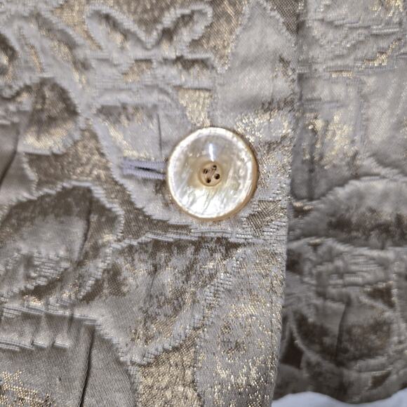 VTG Talbots Collection Cropped Jacket 10 Gold Metallic Jacquard Italian Fabric - Picture 6 of 16